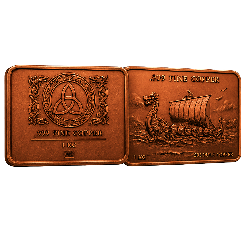 Longship Copper Bar, 1KG Copper Bar, Viking Copper Bar, .999 Fine Copper